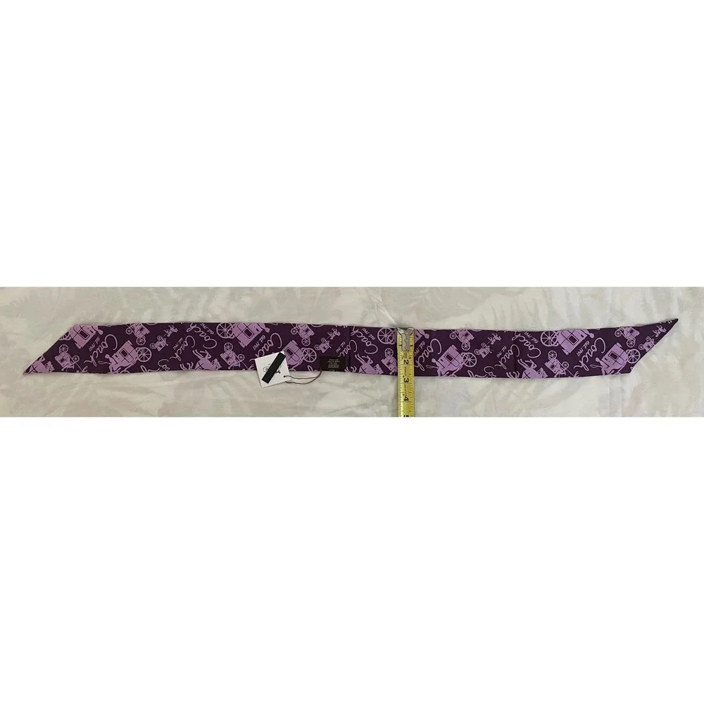 Coach Monogram C Horse Carriage Silk Skinny Scarf Purple Bag Accessory Y2K NEW - Picture 5 of 9